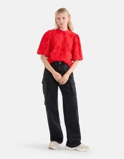 Embroidery Top Rood