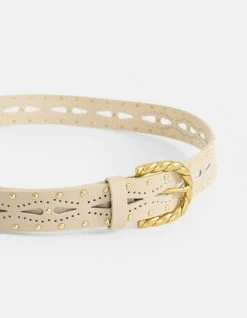 Twisted Buckle Riem Beige -Kleding Verkoop 08 1102152 87