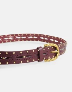 Twisted Buckle Riem Donkerrood -Kleding Verkoop 08 1102153 22