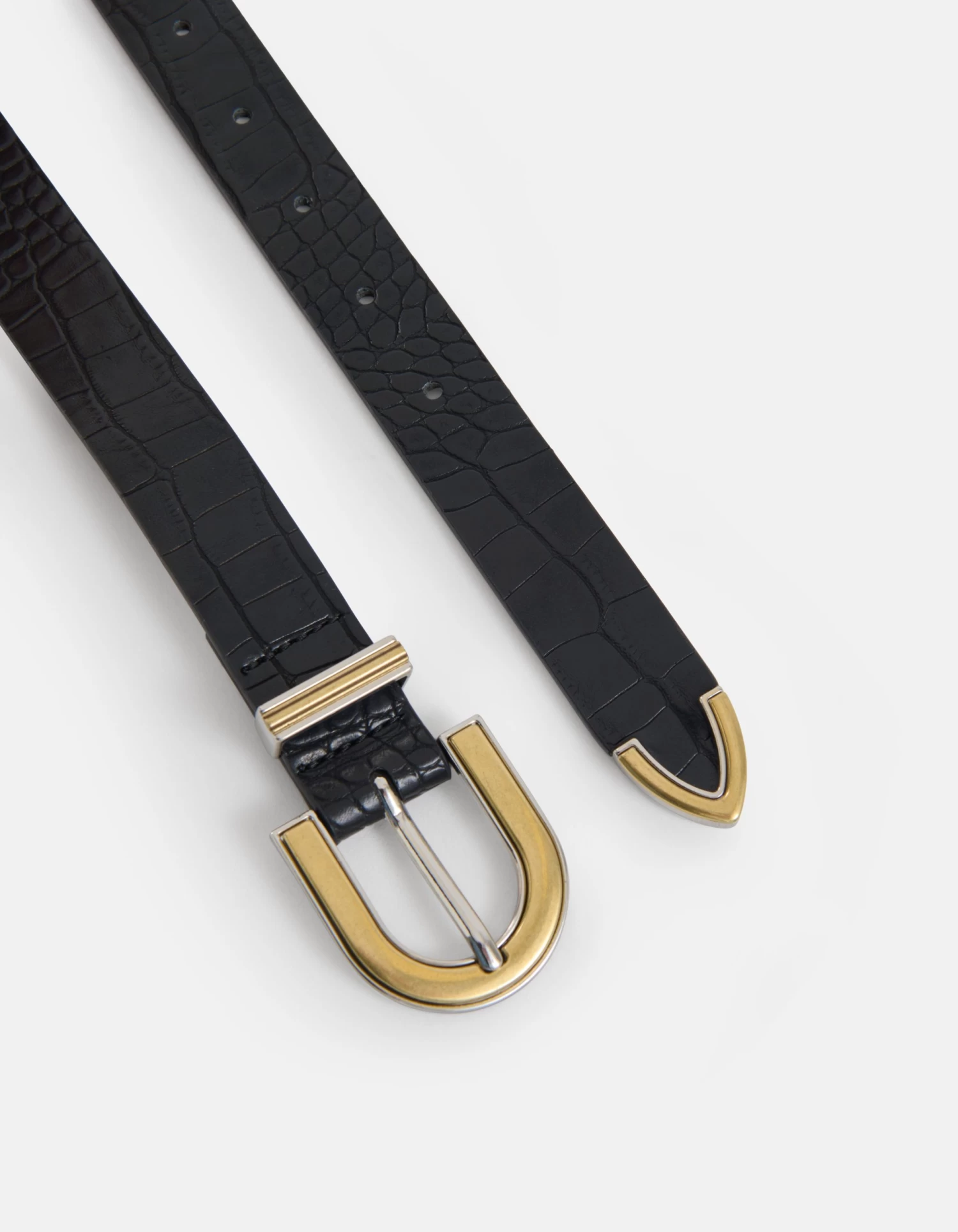 Croco Buckle Riem Zwart 4 Croco Buckle Riem Zwart - Afbeelding 4