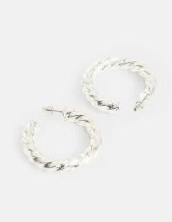 Twisted Hoop Oorbellen Zilver -Kleding Verkoop 08 1102195 17