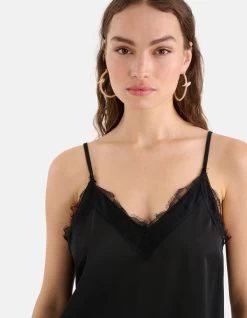 Satijnen Lace Top Zwart -Kleding Verkoop 09 1098224 10