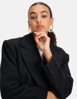 Sterke Schouder Jas Zwart -Kleding Verkoop 09 1098342 10