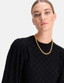 Ruiten Print Trui Zwart -Kleding Verkoop 09 1098363 10