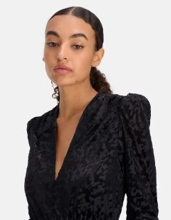 Velvet Print Jurk Zwart -Kleding Verkoop 09 1099509 71
