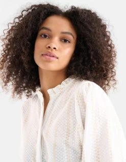 Lurex Detail Blouse Gebroken Wit -Kleding Verkoop 09 1099693 2