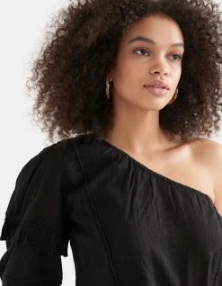 One Shoulder Jurk Zwart -Kleding Verkoop 09 1100133 10