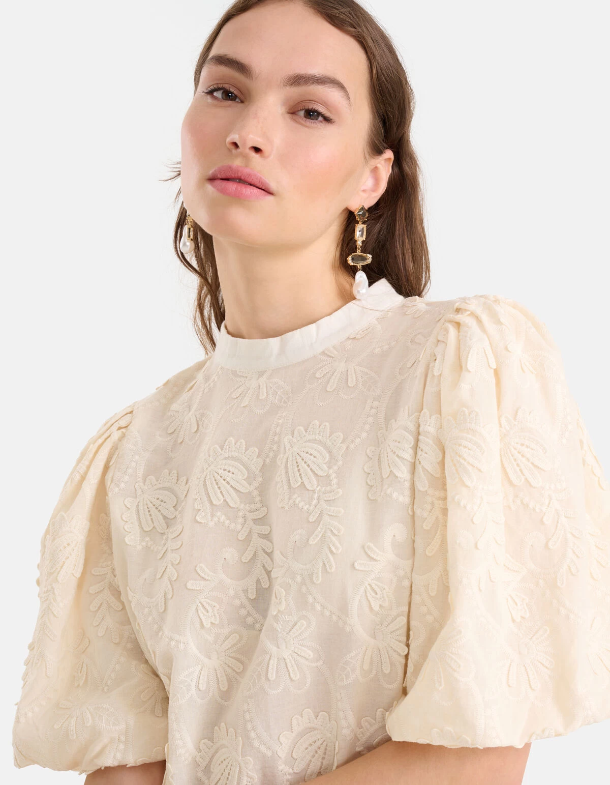 Embroidery Top Gebroken Wit 4 Embroidery Top Gebroken Wit - Afbeelding 4