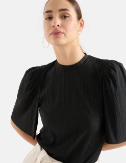 Crinkle Top Zwart -Kleding Verkoop 09 1101113 10