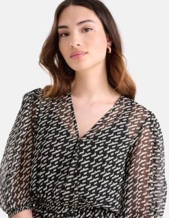 Grafische Chiffon Jurk Zwart/Wit 11 Grafische Chiffon Jurk Zwart/Wit -Kleding Verkoop 09 1101328 4