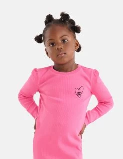 Rib Jurk Roze -Kleding Verkoop 09 1101740 76