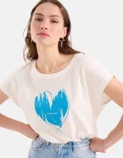 Print T-shirt Blauw -Kleding Verkoop 09 1101941 51