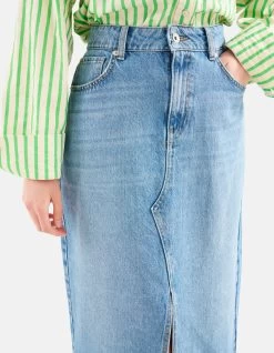 Denim Midi Rok Blauw -Kleding Verkoop 09 1101952 51