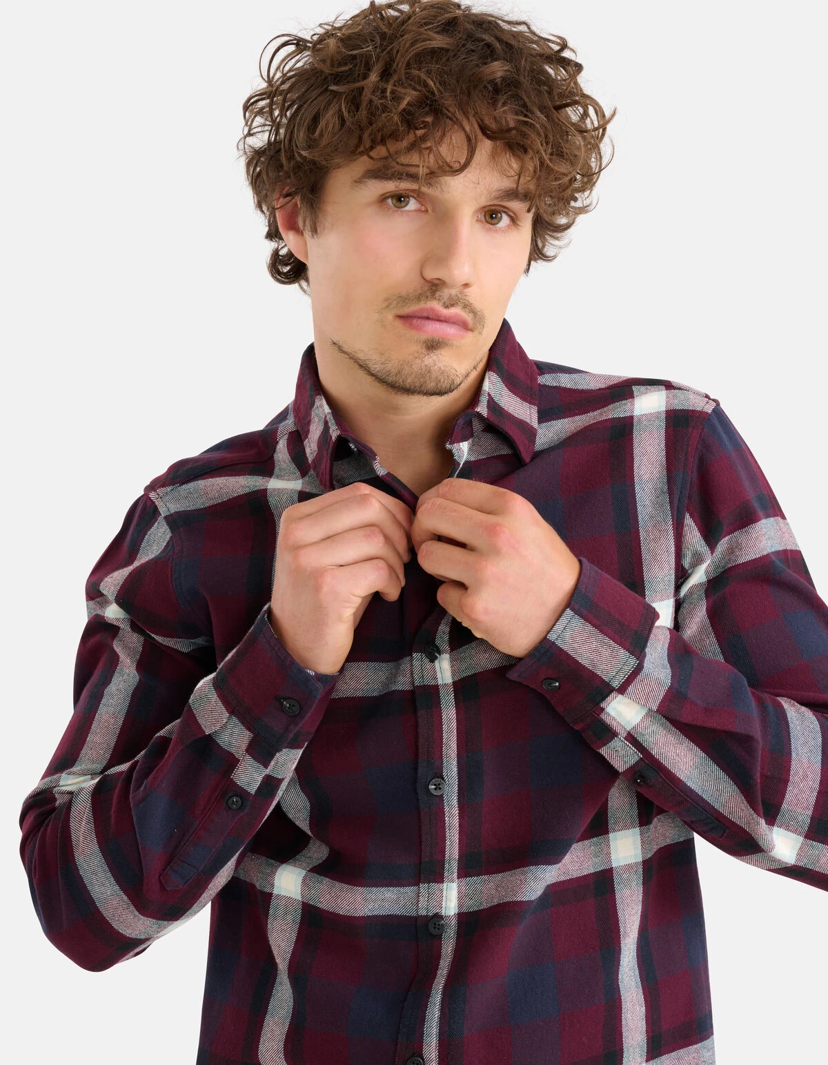 Ruiten Overhemd Bordeaux 4 Ruiten Overhemd Bordeaux - Afbeelding 4
