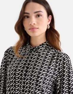 Grafische Midi Jurk Zwart 11 Grafische Midi Jurk Zwart -Kleding Verkoop 09 1102118 10