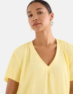 Crinkle T-shirt Geel -Kleding Verkoop 09 1102507 41