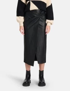 Vegan Leren Midi Rok Zwart -Kleding Verkoop 10 1098959 10