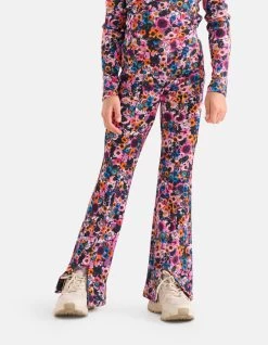 Bloemenprint Rib Flared Legging -Kleding Verkoop 10 1099537 71