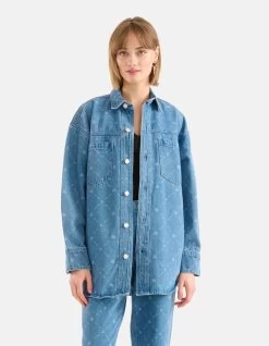Printed Denim Blouse Blauw 17 Printed Denim Blouse Blauw -Kleding Verkoop 10 1100517 51