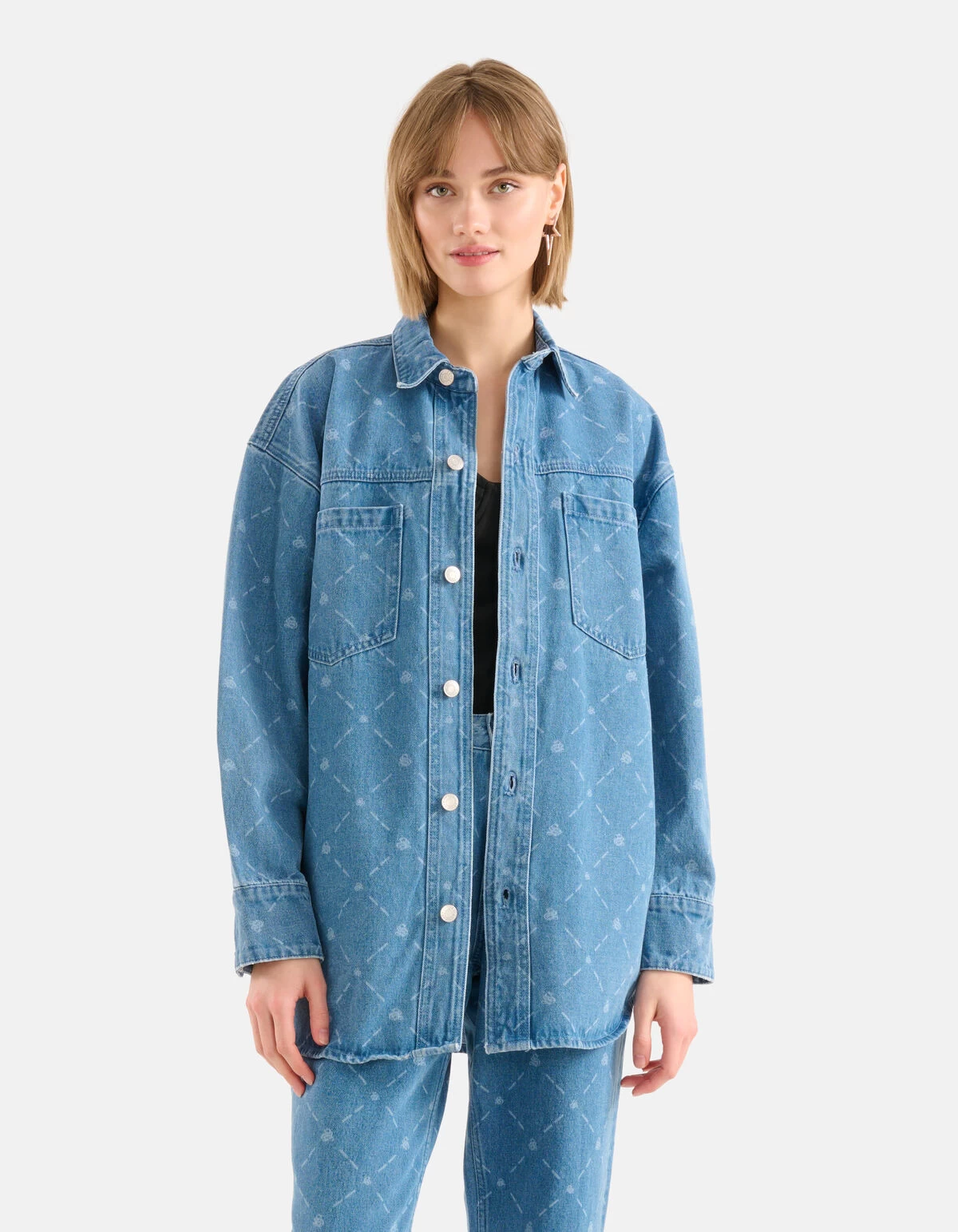 Printed Denim Blouse Blauw 8 Printed Denim Blouse Blauw - Afbeelding 8