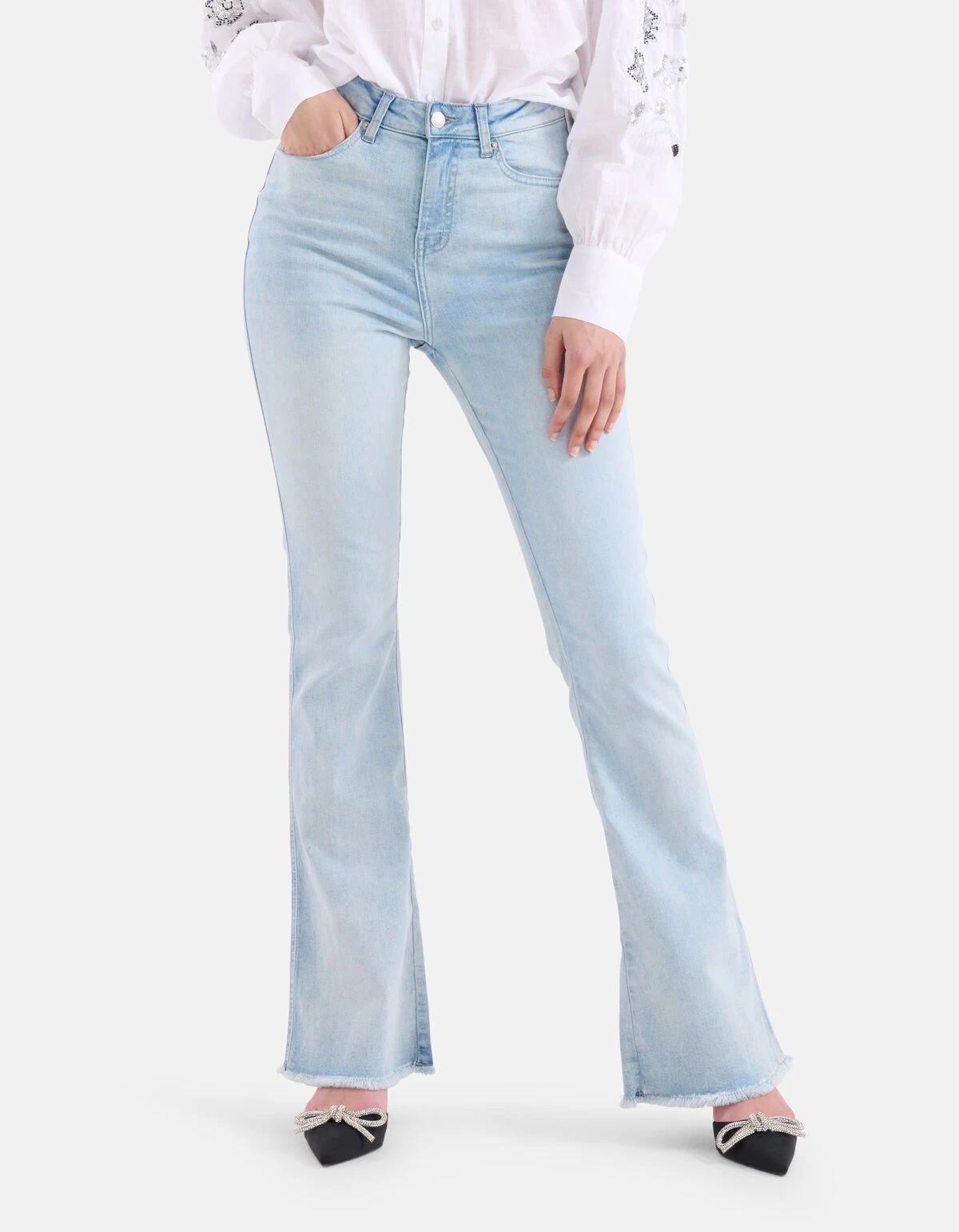 Flared Denim Jeans Bleached 8 Flared Denim Jeans Bleached - Afbeelding 8