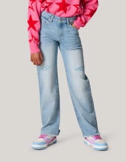 Destroyed Straight Leg Jeans Bleached -Kleding Verkoop 10 1101344 90