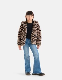 Printed Faux Fur Jas Bruin -Kleding Verkoop 10 1101666 81