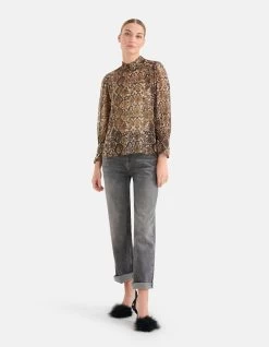 Chiffon Slangenprint Blouse Bruin -Kleding Verkoop 10 1101744 83