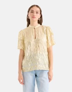 Jacquard Lurex Top Gebroken Wit -Kleding Verkoop 10 1102828 2