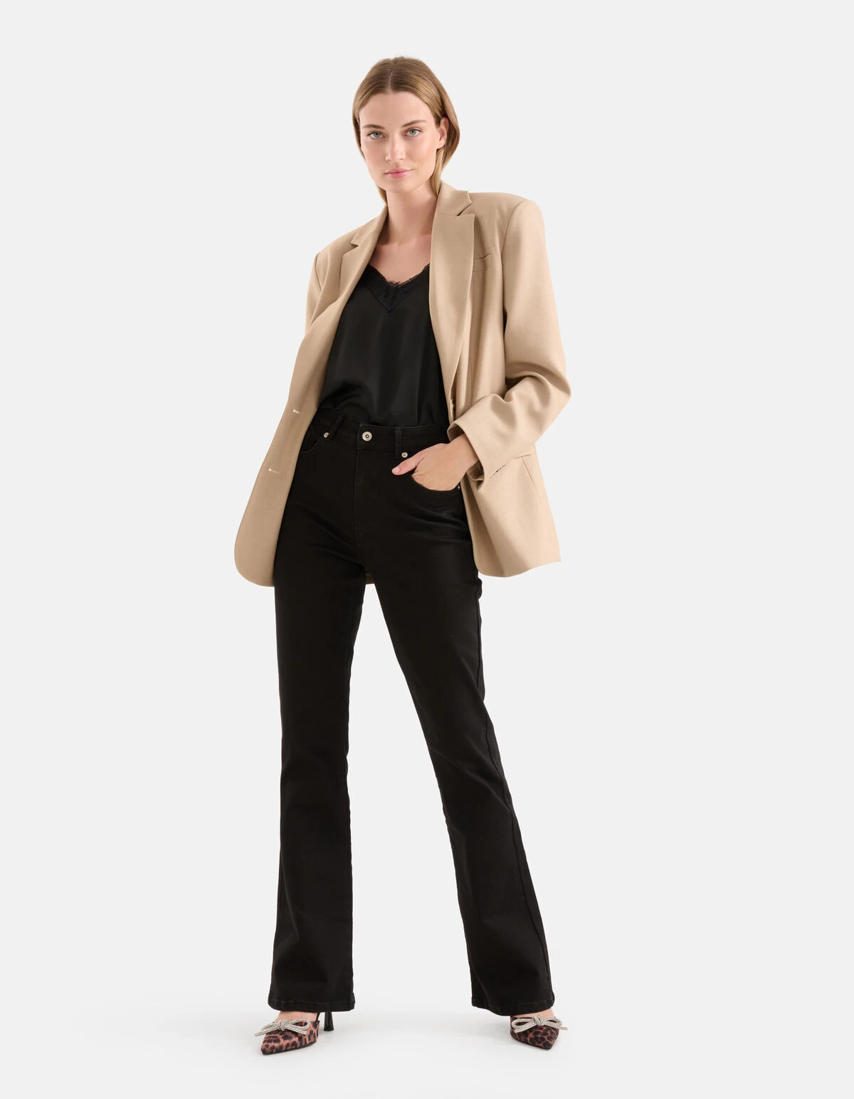 Flared Rinsed Denim Jeans Zwart 9 Flared Rinsed Denim Jeans Zwart - Afbeelding 9