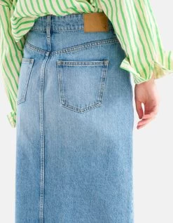 Denim Midi Rok Blauw -Kleding Verkoop 11 1101952 51
