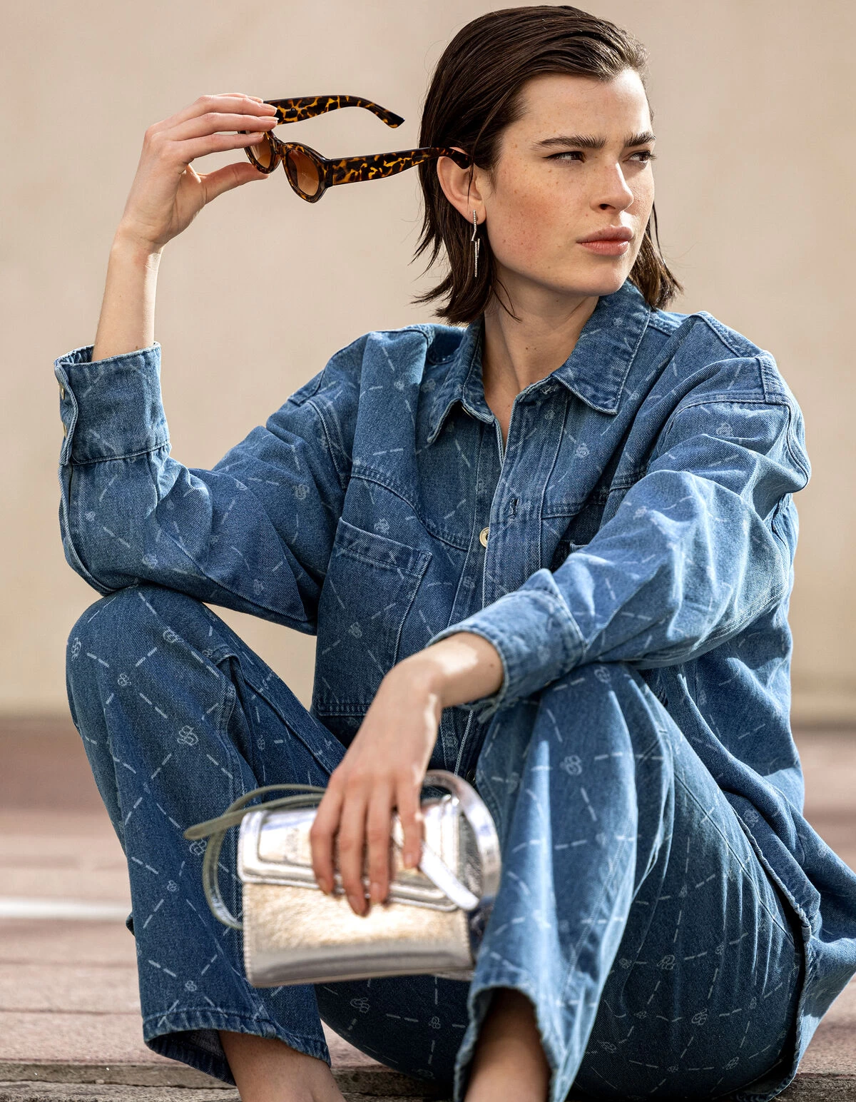 Printed Denim Blouse Blauw 10 Printed Denim Blouse Blauw - Afbeelding 10